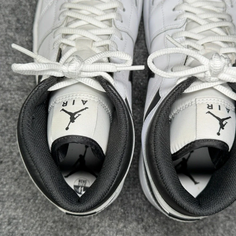 Jordan 1 Mid Reverse Panda Shoes Men's 11 White Black Retro Athletic Sneakers